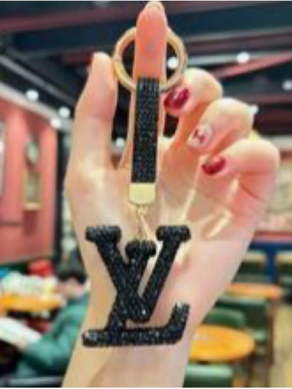 Gold LV Monogram Keychain Charm